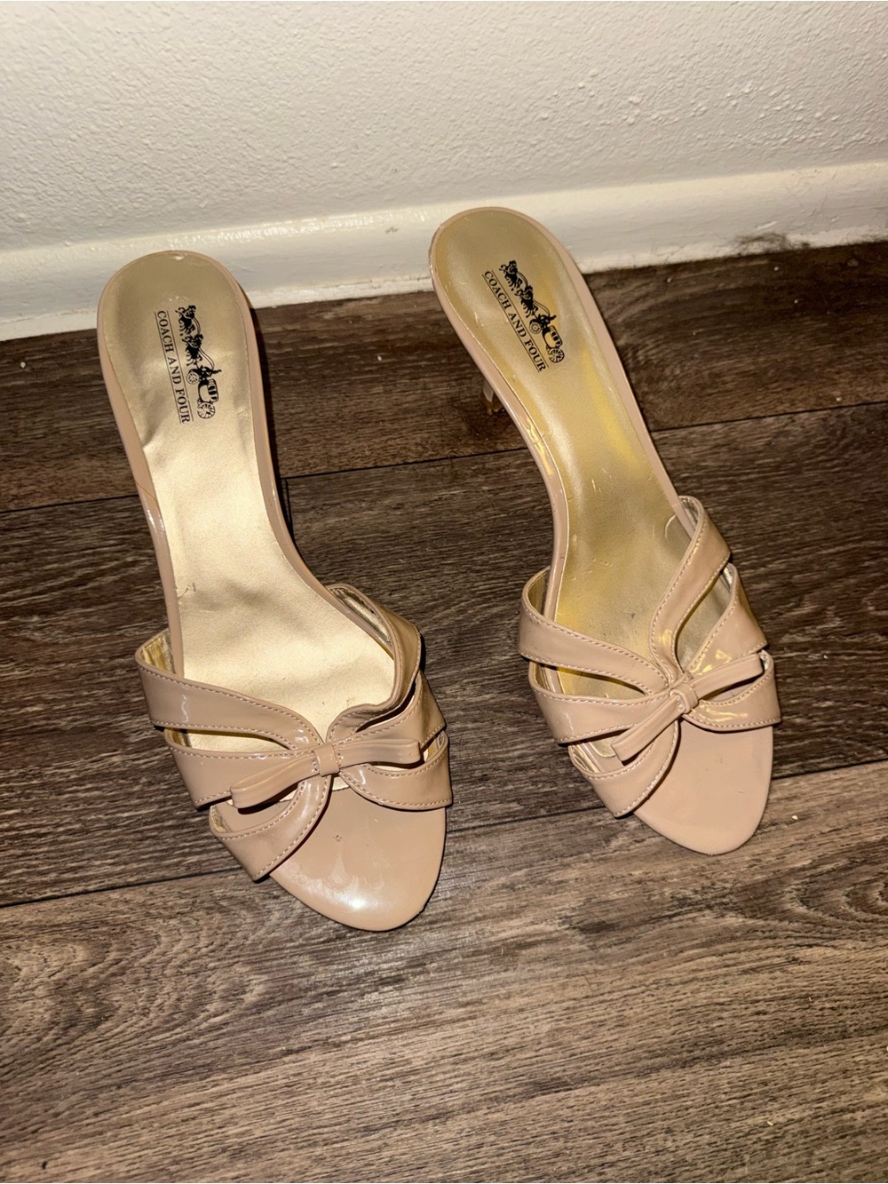 Coach Blush Patent Leather Open-Toe Slide Mules